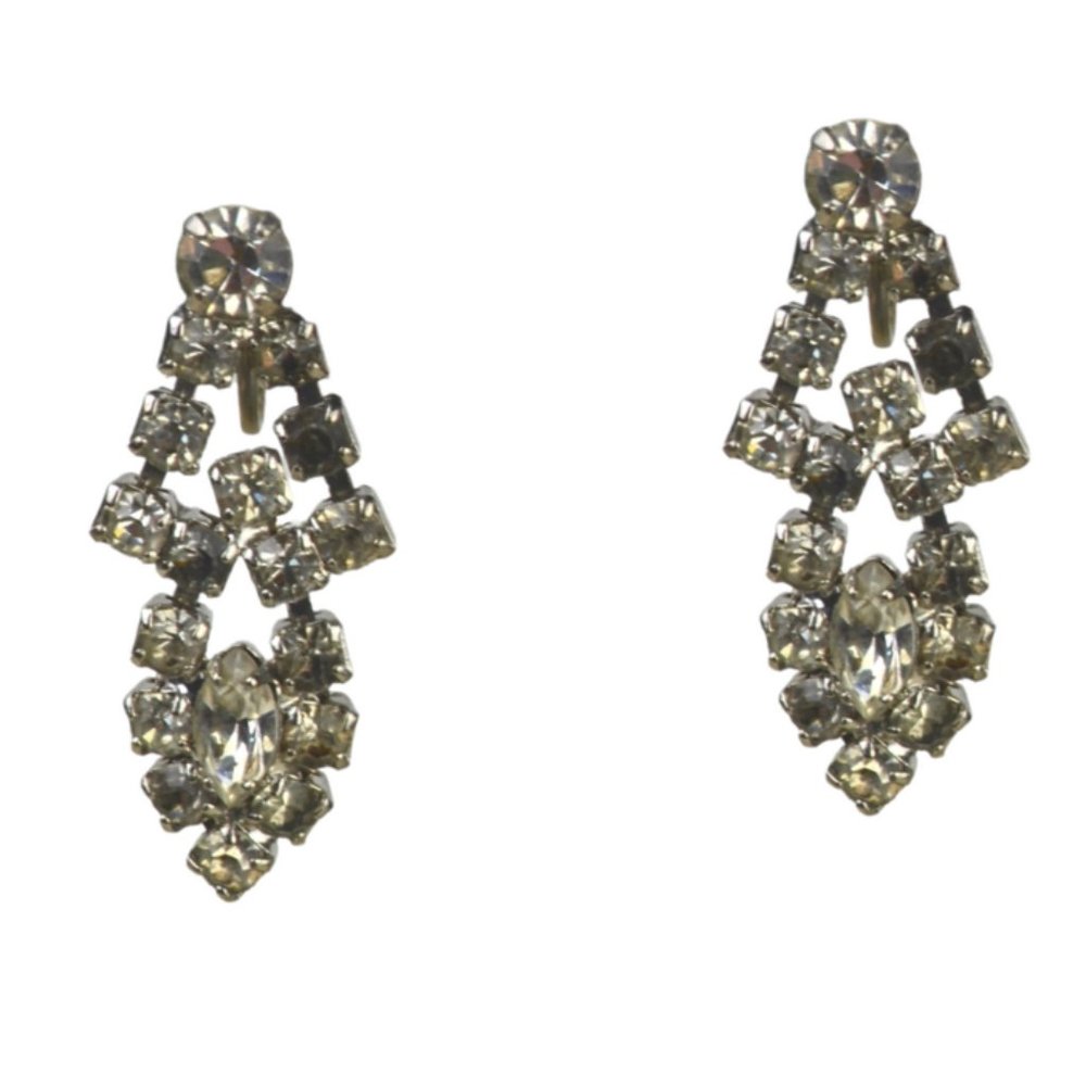 Vintage Clear Rhinestone Screw Post Earrings
